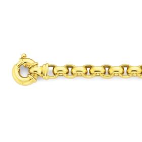 Solid-9ct-Gold-19cm-Oval-Belcher-Bracelet on sale