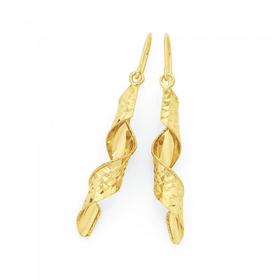 9ct-Gold-on-Silver-Long-Twist-Drop-Earrings on sale