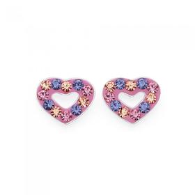 Silver-Pink-Purple-Crystal-Heart-Stud-Earrings on sale