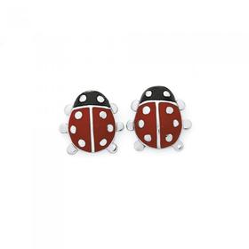 Silver-Enamel-Ladybird-Stud-Earrings on sale
