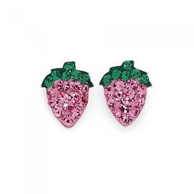 Silver-Pink-Crystal-Strawberry-Earrings on sale