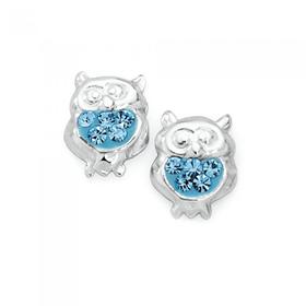 Silver-Blue-Crystal-Owl-Stud-Earrings on sale