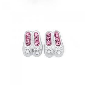 Silver-Crystal-Ballet-Shoe-Stud-Earrings on sale