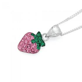 Silver-Pink-Crystal-Strawberry-Pendant on sale