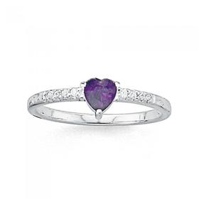 Silver-Tween-Violet-CZ-Heart-Ring on sale