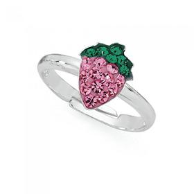 Silver-Pink-Crystal-Strawberry-Ring on sale