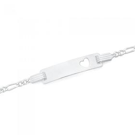 Sterling+Silver+14cm+3%2B1+Figaro+ID+Bracelet