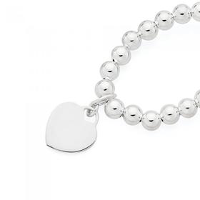 Sterling-Silver-Heart-Disc-on-Ball-Stretch-Childrens-Bracelet on sale