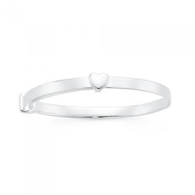 Sterling+Silver+45mm+Heart+Expandable+Bangle