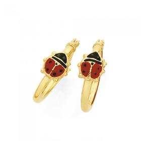 9ct-Gold-Red-Lady-Bug-Hoop-Earrings on sale