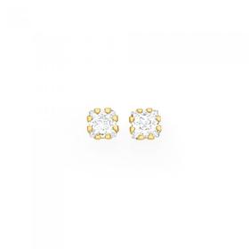 9ct-Gold-Square-CZ-Stud-Earrings on sale