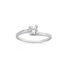 Silver-Cubic-Zirconia-Solitaire-Slight-Twist-Ring on sale