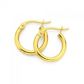 9ct+Gold+Polished+2x10mm+Hoop+Earrings