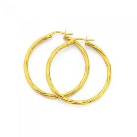 9ct-Gold-30mm-Twist-Hoop-Earrings on sale