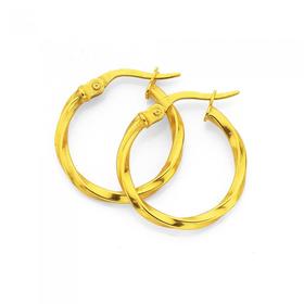 9ct+Gold+2x15mm+Twist+Hoop+Earrings