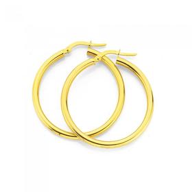 9ct+Gold+2.5x30mm+Polished+Hoop+Earrings