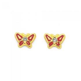 9ct-Gold-Enamel-Cubic-Zirconia-Butterfly-Stud-Earrings on sale