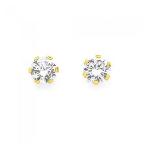 9ct+Gold+Cubic+Zirconia+Stud+Earrings