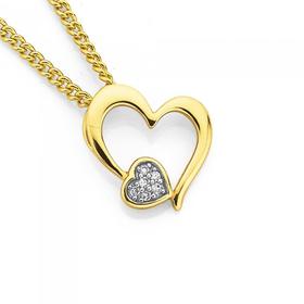 9ct-Gold-Diamond-Double-Heart-Pendant on sale