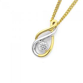 9ct-Gold-Diamond-Double-Swirl-Pear-Pendant on sale