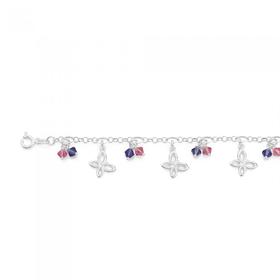 Silver-Pink-Purple-Crystal-Butterfly-Bracelet on sale