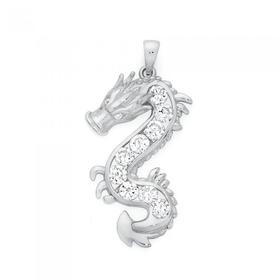 Silver-CZ-Dragon-Pendant on sale