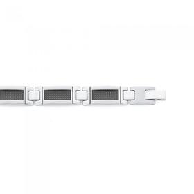 Stainless-Steel-21cm-Short-Carbon-Fibre-Centre-Gents-Bracelet on sale