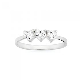 Silver-Cubic-Zirconia-Triple-Heart-Ring on sale