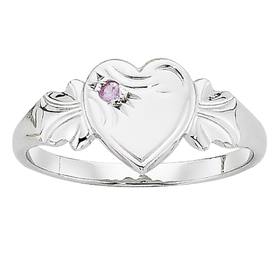 Silver+Natural+Pink+Sapphire+Heart+Signet+Ring