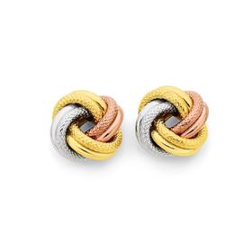 9ct-Gold-Tri-Tone-10mm-Diamond-Cut-Love-Knot-Earrings on sale