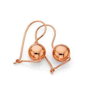 9ct+Rose+Gold+Euroball+Earrings