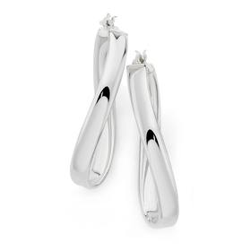 Silver-Oval-Twist-Earrings on sale