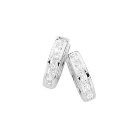 Silver-CZ-Huggie-Earrings on sale