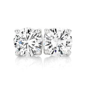 Sterling+Silver+Four+Claw+6.5mm+Cubic+Zirconia+Studs