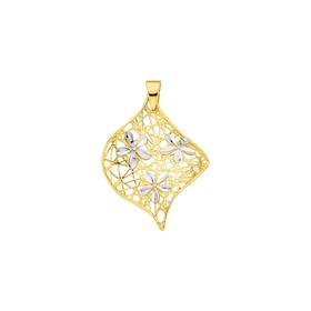 9ct+Two+Tone+Marquise+Shape+Pendant