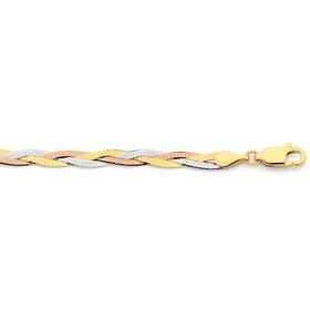 9ct-Tri-Tone-20cm-Plaited-Bracelet on sale