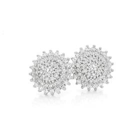 9ct-Gold-Diamond-Cluster-Stud-Earrings on sale