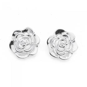 Silver-Flat-Rose-Cut-Out-Stud-Earrings on sale