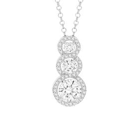 Silver-Three-Round-Graduating-CZ-Cluster-Pendant on sale