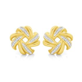 9ct+Gold+Diamond+Multi+Swirl+Knot+Stud+Earrings