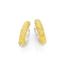 9ct+Gold+Two+Tone+Reversible+Huggie+Earrings