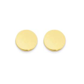 9ct+Gold+8mm+Disc+Stud+Earrings