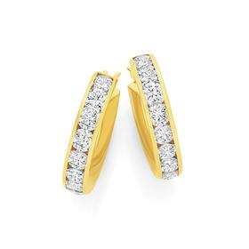 9ct-Gold-CZ-Hoop-Earrings on sale