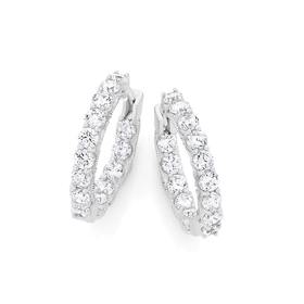 Silver-CZ-Fancy-Hoop-Earrings on sale