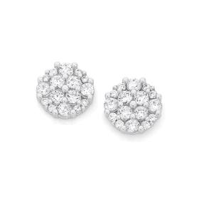 Silver+Large+CZ+Cluster+Stud+Earrings