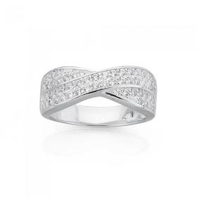 Silver-CZ-Crossover-Wide-Band-Ring-Size-Q on sale