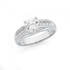 Silver-4-Claw-CZ-Solitaire-Channel-Set-Ring-Size-O on sale