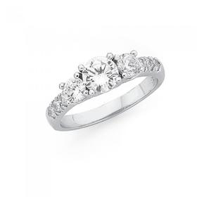 Silver-Fancy-CZ-Trilogy-Ring-Size-O on sale