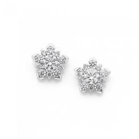 Silver-Fancy-Snowflake-CZ-Cluster-Studs on sale