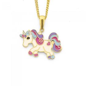 9ct-Gold-Enamel-Unicorn-Pendant on sale